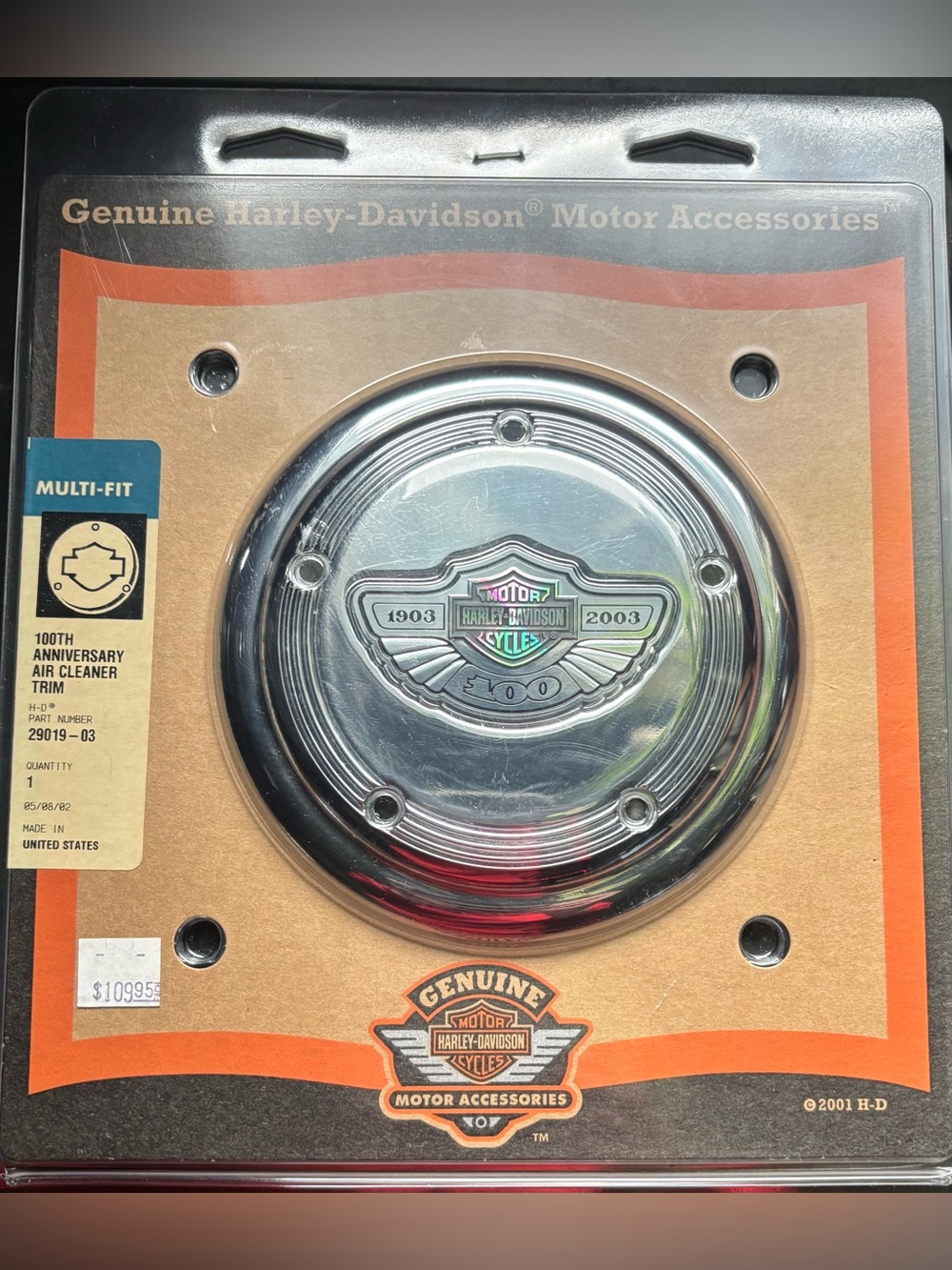 Harley-Davidson Chrome and Black 100th Anniversary Air Cleaner Trim